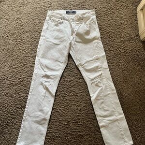 Men’s Hollister Slim Straight Ripped Jeans White